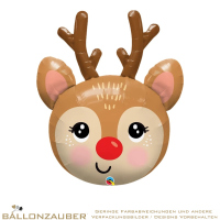 Folienballon Kopf Rednosed Reindeer Braun 89cm = 35inch